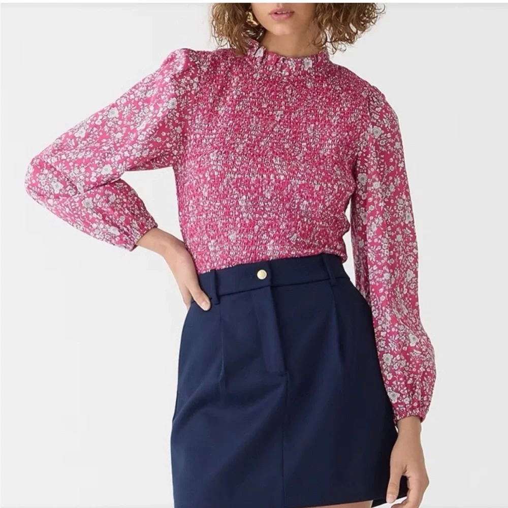 Jcrew long-sleeve ruffleneck top in Liberty Summer‎ Blooms size Small